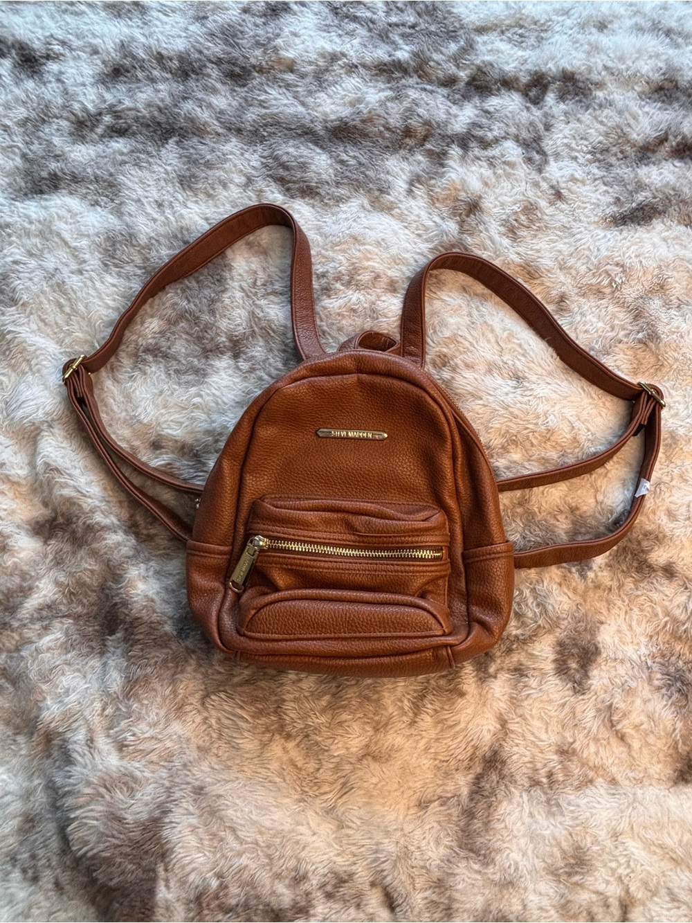 Steve Madden Tan Pebbled Mini Backpack